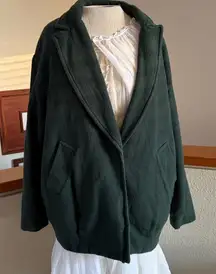 free people forest green oversized coat jacket blazer size small oversized boho