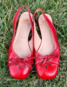 Alberto Fermani Red Leather Slingback Flats  (US 7–7.5) – Vintage Italian Made