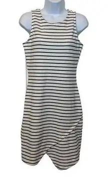 Iris GUC Black White Stripe Bodycon Asymmetric Sleeveless Dress Sz XL