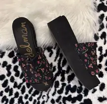 Sam Edelman Wendi Floral Platform Slide Sandal Black Size 8