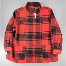 New Talbots Women Wool Blend Red Fireplace Buffalo Plaid Jacket Coat 3X Plus