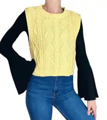 Double Zero NWT  Pastel Yellow Preppy Crochet Sweater Vest Tank