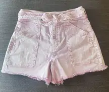 Veronica Beard Lovisa Short Cutoff Jean Shorts Denim Belted Tie Belt Purple