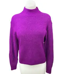 Gap Women's Purple Wool Mock Neck Waffle Knit Long Sleeve Pullover Sweater Top S