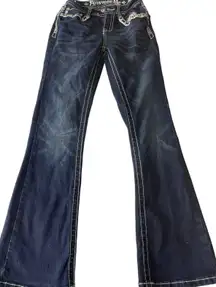 Answer Me Rhinestone Bootcut Jeans
