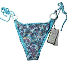 VDM The Label Ziggy Reversible Pastel Paisley/Mint Check Bikini Bottom Large NWT