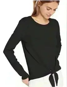 J.CREW Mercantile Black Long‎ Sleeve Tie Front Crew Neck T Shirt XS Cotton