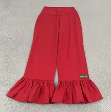 Matilda Jane Ruffle Cropped Pants Women S Red Pull On Boho