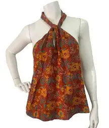 NWT New Jennifer & Grace Kavi Brown Twisted Halter Neck Sleeveless Top Size L