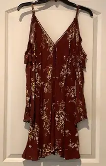 NWT Floral cold shoulder long sleeve romper