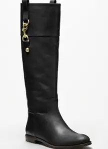 Coach Marta Women's Black Genuine Leather Riding Boot Gold Hardware Size 7