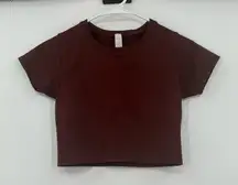 Aerie offline short sleeve crop top‎ maroon