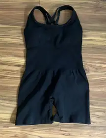 Black Strappy Back Athletic Romper