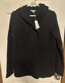 James Perse Black Double-Breasted Pea Coat