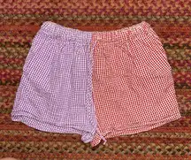 URBAN RENEWAL TWO TONE GINGHAM PLAID PULL ON SPLIT SHORTS LOUNGE