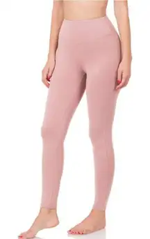 New Women's Zenana Wide Waistband Full Length Leggings Dusty Pink Medium