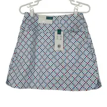 LADY HAGEN 17” TUMMY CONTROL SKORT STAIR MULTI PLAID WRINKLE RESISTANT TENNIS