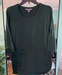 Market & Spruce Dark Green‎ 3/4 Sleeve Crew Neck Top Women's Size M