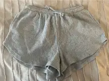 Grey Waffle Shorts High-Waisted 