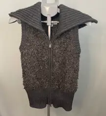 Calvin Klein Vest XS Gray‎ Knit Sweater Collar Zip Up Sleeveless
