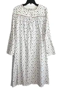 Celestial Dreams Nightgown Size XL Midi Cardinal Holly Red Birds Grannycore Cozy