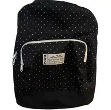 KAVU Women’s Backpack Travel Hiking School Bag Black Ivory Polka Dot 2 Strap