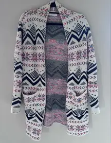Wanna B Size S/M snowflake patterned Open-Front Cardigan Sweater