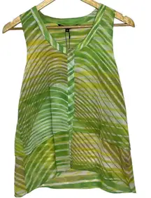 W118 By Walter Baker XS Sleeveless Kathleen Top Green Yellow Wave‎ Tropical New