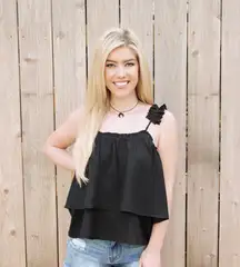 black ruffle top new!!
