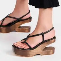 Cult Gaia Nela Platform Leather Sandals in Black