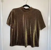 Nuart Vintage 90s Mockneck Short Sleeve Gold Flecked Fairy Goth Blouse Size XL