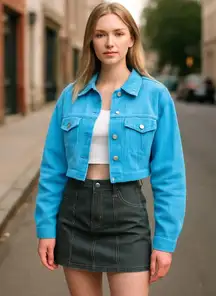 NWT Urban Outfitters BDG Carissa Cropped Corduroy Jacket in Blue Medium