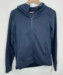 Lululemon Size 4 Navy Blue Cotton Blend Hooded‎ Full Zip Sweatshirt Loungewear