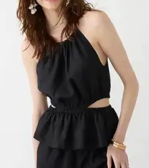 J.Crew NWT  Cutout linen tank top black sz L