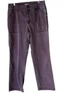 St Johns Bay Pants Vintage 8 Purple Wide Leg High Rise Cotton Utility‎ Pockets