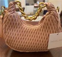 Rachel Zoe NWT Nude Blush Pink Quilted Chain Link Handle Crossbody Demi Lune