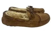 UGG Australia Dakota Suede Fur Lined Slip On Moccasins Loafers Chestnut Womens 8