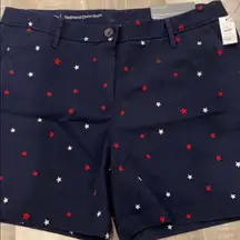 Navy blue with red,white stars 6” chino shorts