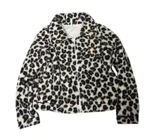 Z Supply Jacket Women's Small Leopard Print Sherpa Full Zip