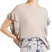 IRO Women’s Size S Beige Tan Dalia Ruffled Sides Jersey Shirt Top