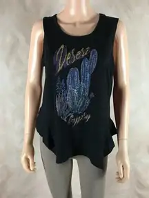 JESSICA SIMPSON 'Desert Gypsy' Ruffled Hem Slub Tank Top NWT Small