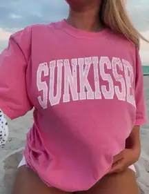 Comfort Colors Sunkissed Coconut Pink Color block T-Shirt