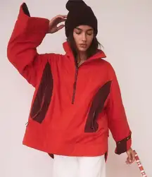Free People FP Movement Climber Orange Fleece Oversized Jacket Size L‎