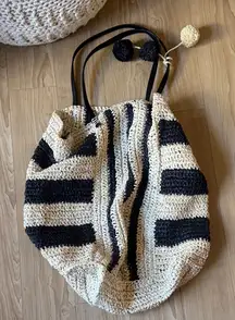 L*Space Black and Cream Striped Tote