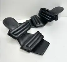 Abound Open Toe Sandals Womens Size 6 Qarly Heeled Black Slip On Heels