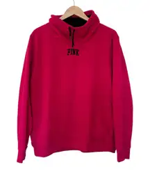 Pink Victoria's Secret Red Sherpa Lined Mock Neck Sweatshirt Sz L