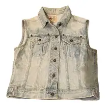 French‎ Connection Size S Denim Trucker Vest Light Wash Western Cowgirl Festival