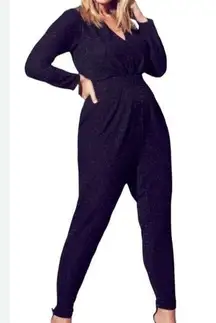 City Chic Black Sparkle Long Sleeve Jumpsuit Womens 18 Classic Whimsigoth