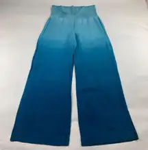 LONG Green Dragon Blue Ombre Linen Knit Waist Wide Leg Lounge Pant USA Made L