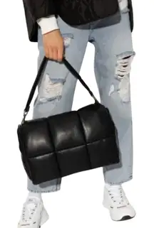 NWT ANTHROPOLOGIE STAND STUDIO Black Quilted Puffer Wanda Tote Bag